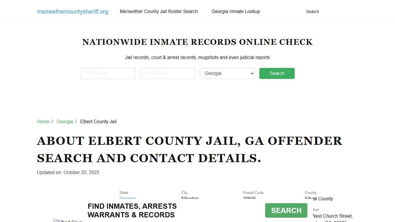 Elbert County Jail, GA Offender Search, Contacts.